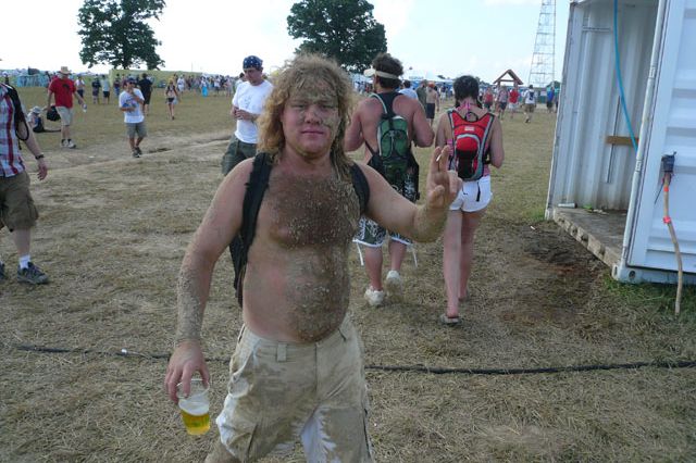 Heavy thunderstorms on Thursday night turned much of the Bonnaroo grounds into mud, which lured some hippies like the La Brea tar pits.